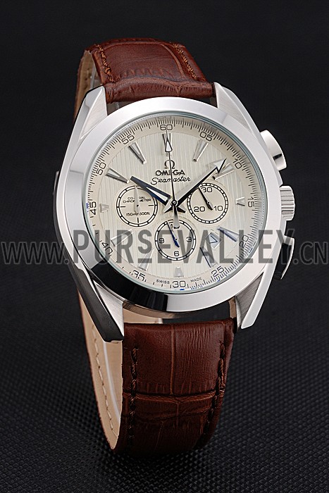 Omega Seamaster Aqua Terra Chronograph Ivory Dial Brown Leather Bracelet 622529