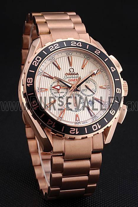 Omega Seamaster Aqua Terra Chrono GMT Ivory Dial Gold Bracelet 622533