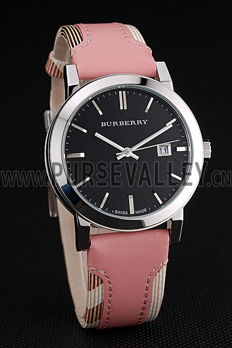 Burberry The City Classic Black Dial Pink Bracelet 622561
