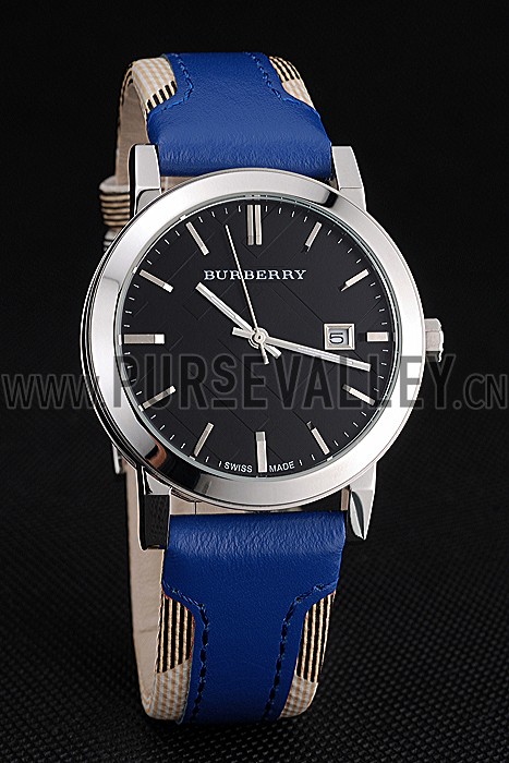 Burberry The City Classic Black Dial Blue Bracelet 622562
