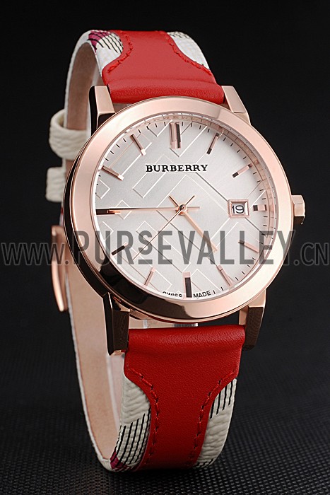 Burberry The City Classic Silver Dial Red Bracelet 622567