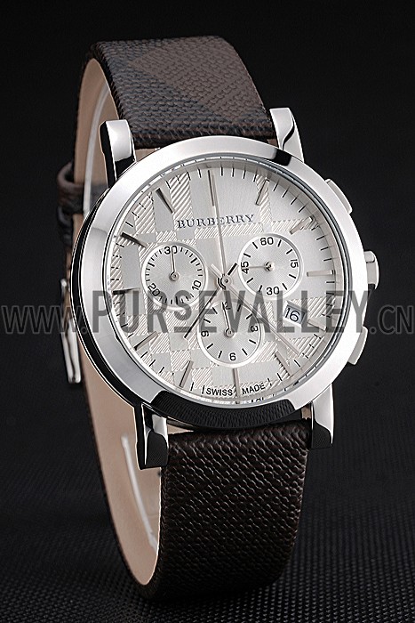 Burberry The City Classic Chronograph Silver Dial Smoked Trench Bracelet 622572