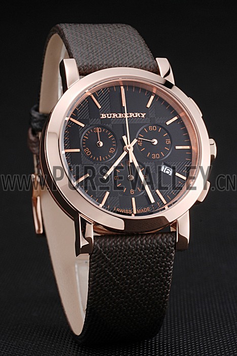 Burberry The City Classic Chronograph Black Dial Smoked Trench Bracelet 622573