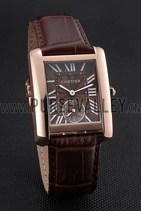Cartier Tank MC Gold Case Brown Dial Brown Leather Strap 622175