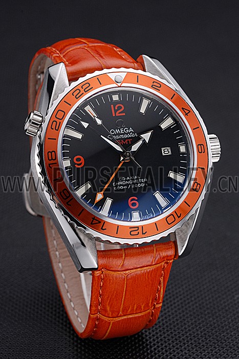 Omega Seamaster Planet Ocean GMT Orange Dial Orange Leather Band 622395