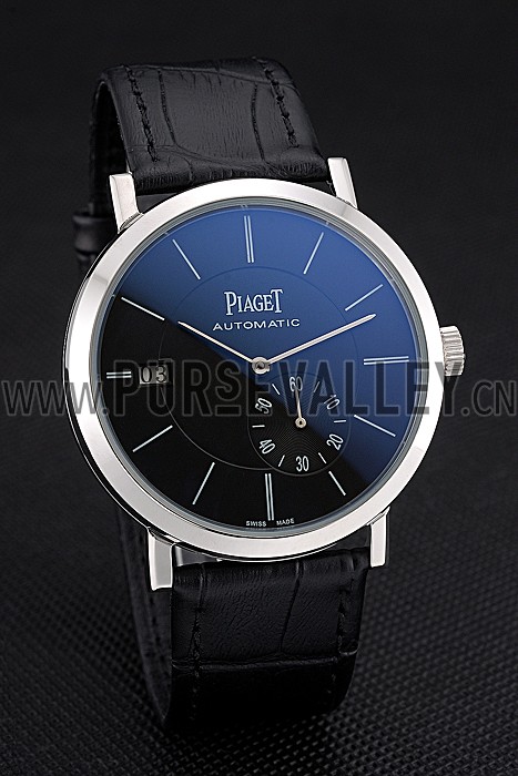 Piaget Altiplano Silver Case Black Dial Black Leather Bracelet 622629