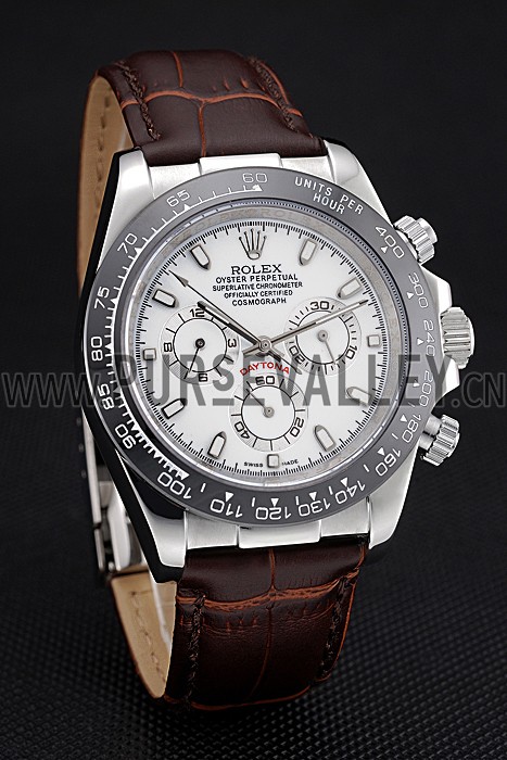 Rolex Cosmograph Daytona Stainless Steel Case White Dial Brown Leather Bracelet 622631
