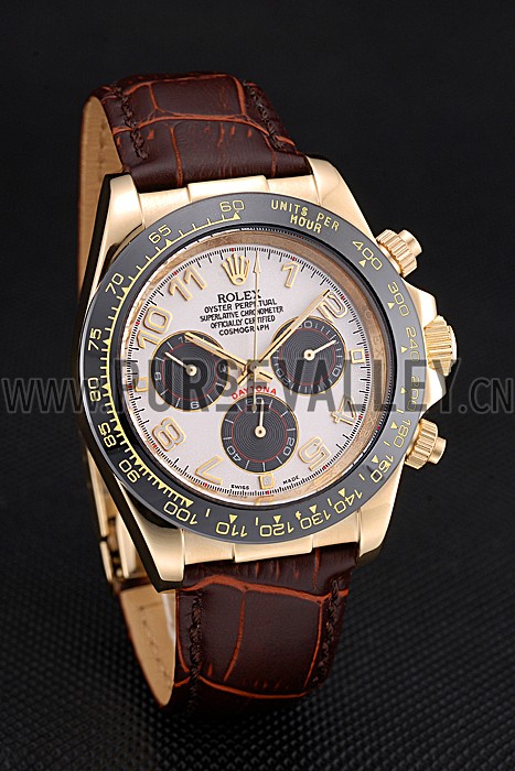 Rolex Cosmograph Daytona Gold Case Black Subdials Brown Leather Bracelet 622634