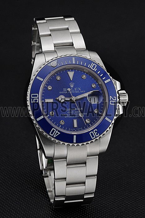 Rolex Submariner Stainless Steel Case Blue Dial Diamond Markers Stainless Steel Bracelet 622638
