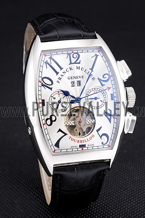 Franck Muller Casablanca Black Croco Leather Strap Tourbillon 80282