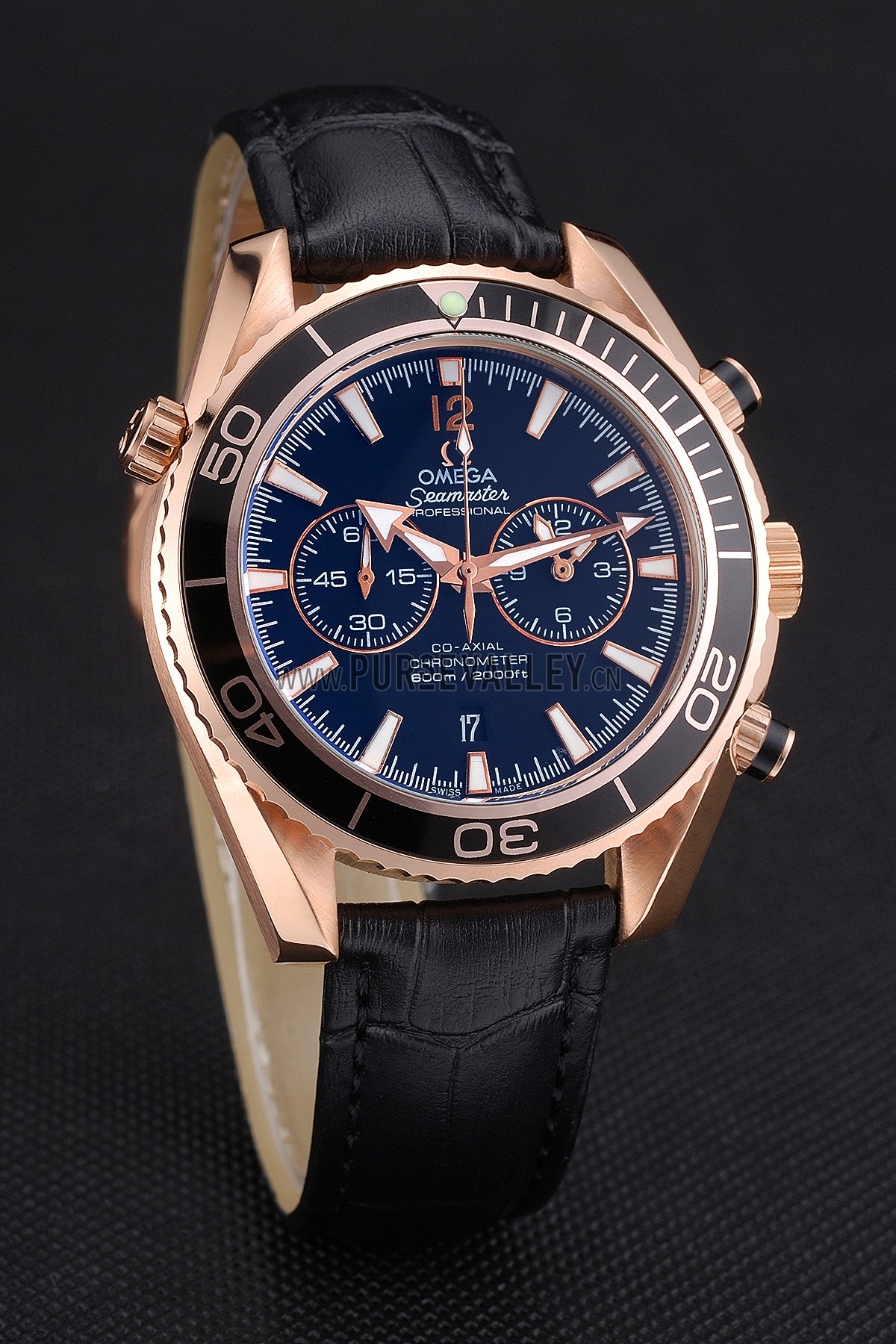 Omega Seamaster Planet Ocean Chronograph Ceragold Black Dial 622391