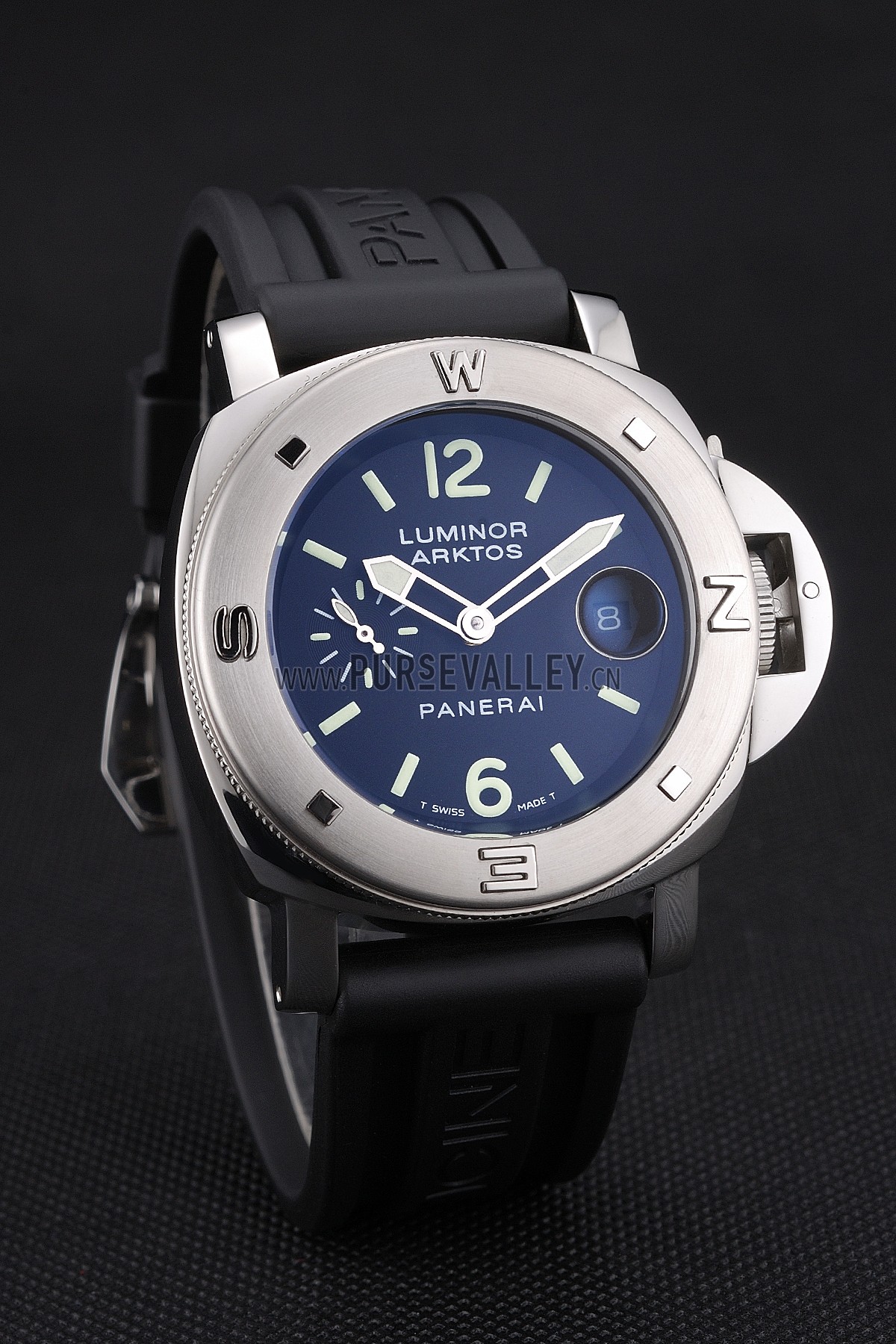 Panerai Luminor Brushed Stainless Steel Case Black Dial Black Rubber Strap 98165