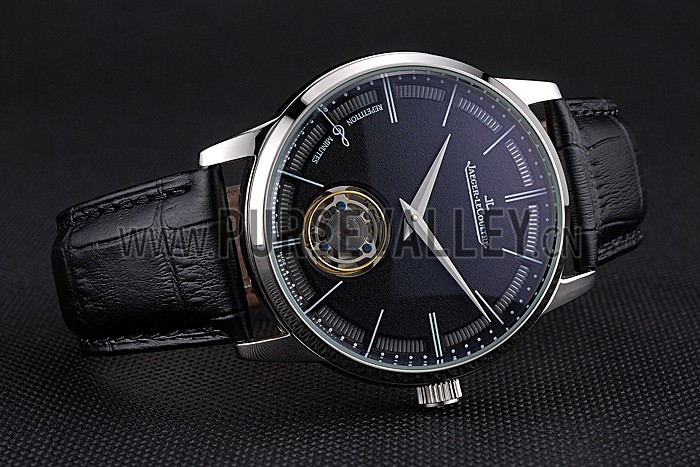 Jaeger-LeCoultre Master Flying Tourbillon Black Dial Stainless Steel Case Black Leather Strap 622777