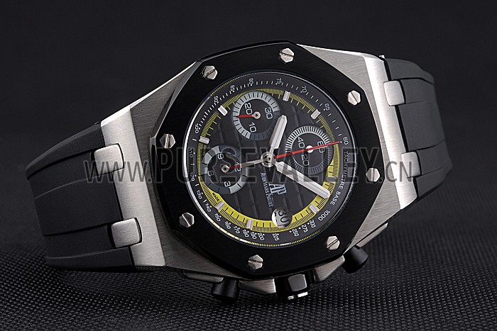 Swiss Audemars Piguet Royal Oak Offshore Black And Yellow Dial Stainless Steel Case Black Rubber Strap 622855