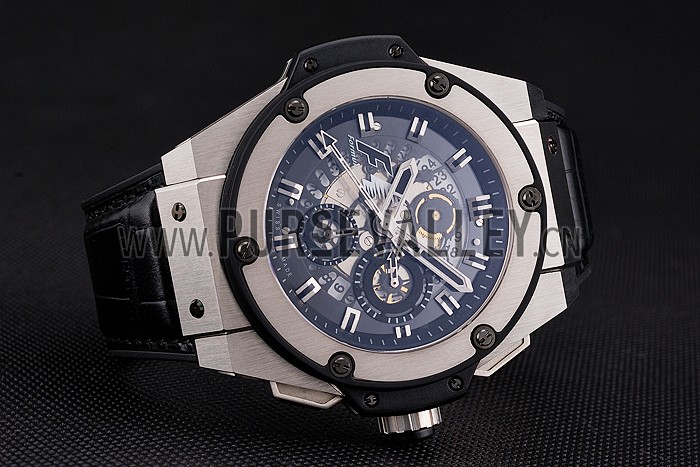 Swiss Hublot Big Bang Limited Edition Formula 1 Black Skeletonised Dial Steel Case Black Leather Strap 622883