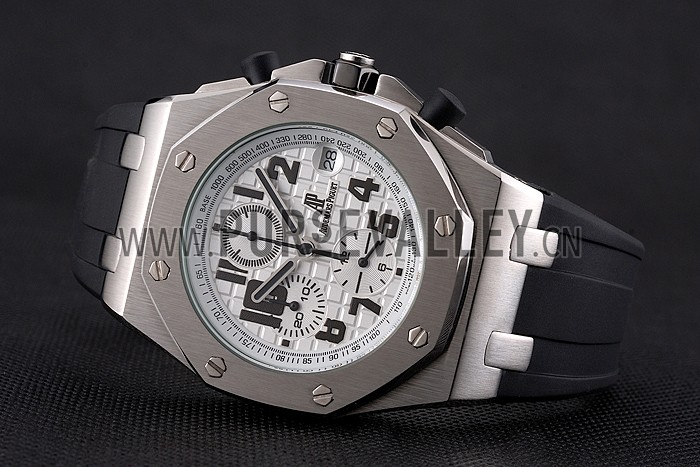 Audemars Piguet Royal Oak Offshore White Dial Stainless Steel Case Black Rubber Strap