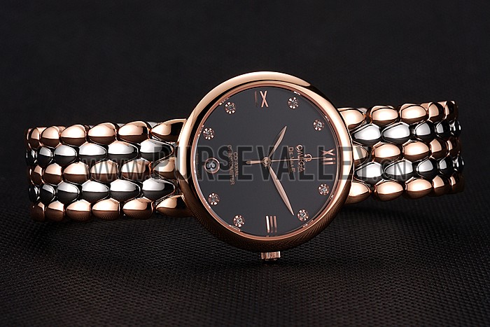 Omega De Ville Prestige Dark Grey Dial With Diamonds Rose Gold Case Two Tone Bracelet
