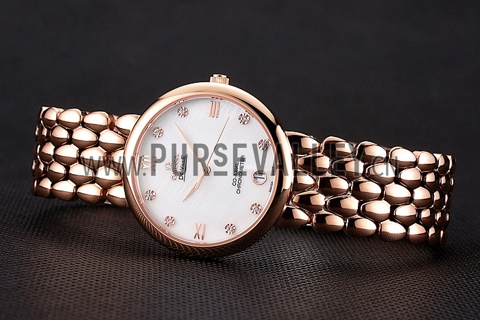 Omega De Ville Prestige White Dial With Diamonds Rose Gold Case And Bracelet