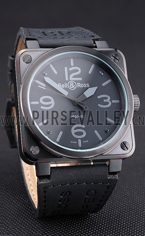 Bell and Ross BR 01-92 Black Dial Black Case Black Leather Strap