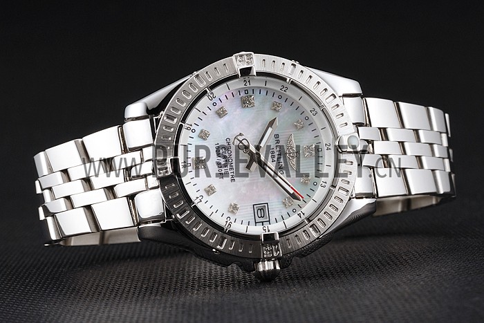 Breitling Colt Lady Pearl Dial Diamond Hour Marks Stainless Steel Case And Bracelet