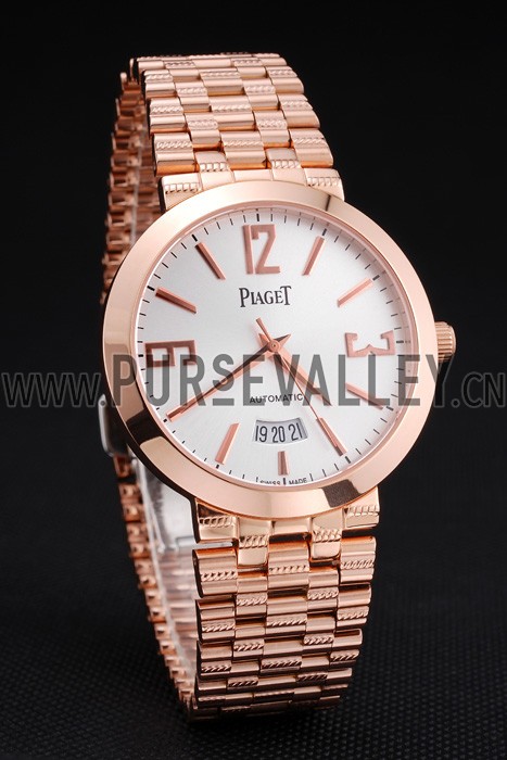 Swiss Piaget Traditional White Dial Gold Case Gold Stainless Steel Strap