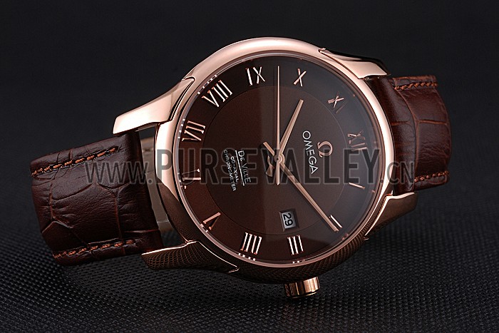 Omega DeVille Brown Dial Gold Case Brown Leather Strap 622831