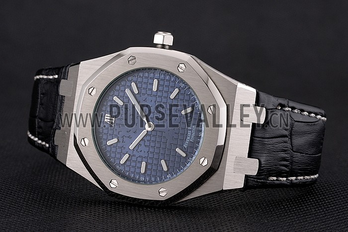 Audemars Piguet Royal Oak Fondation Blue Dial Stainless Steel Case Black Leather Strap