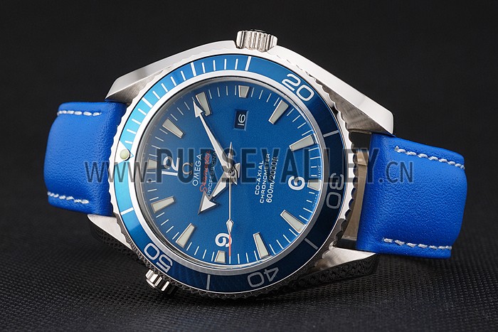 Omega Seamaster Planet Ocean Blue Dial Blue Leatherl Bracelet 622538