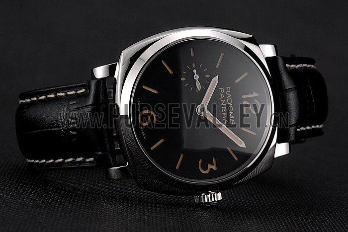Swiss Panerai Radiomir Black Dial Stainless Steel Case Black Leather Strap