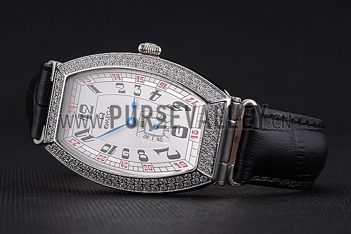 Omega Sochi Petrograd White Dial With Diamonds Stainless Steel Case Black Leather Strap 622823