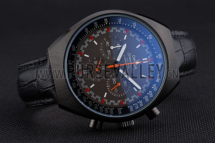 Omega Speedmaster Mark II Black And Red Dial Black Case Black Leather Strap 622814