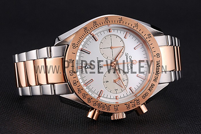 Omega Speedmaster White Dial Gold Bezel Stainless Steel Case Two Tone Bracelet 622803