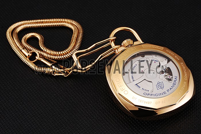 Swiss Panerai Radiomir Pocket Watch Black California Dial Gold Case And Chain 1453739