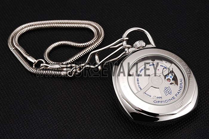 Swiss Panerai Luminor Pocket Watch Black Dial Stainless Steel Case And Chain 1453743