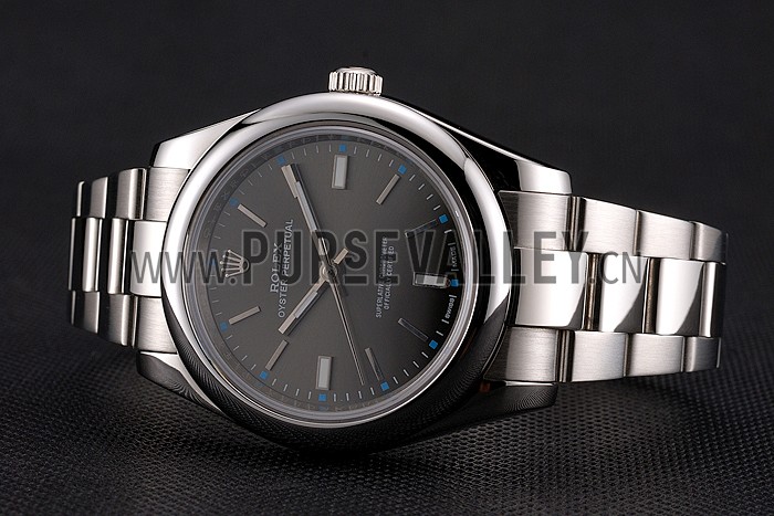 Rolex Oyster Perpetual Dark Rhodium Dial Stainless Steel Case And Bracelet