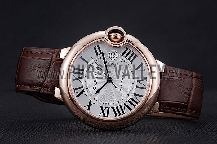 Swiss Cartier Ballon Bleu Brown Leather Bracelet 622064