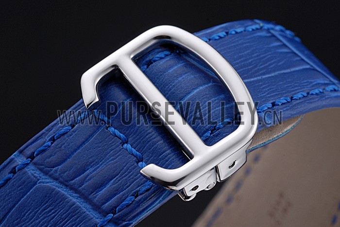Swiss Cartier Ronde Solo Stainless Steel Diamond Case Blue Dial Roman Numerals 622197
