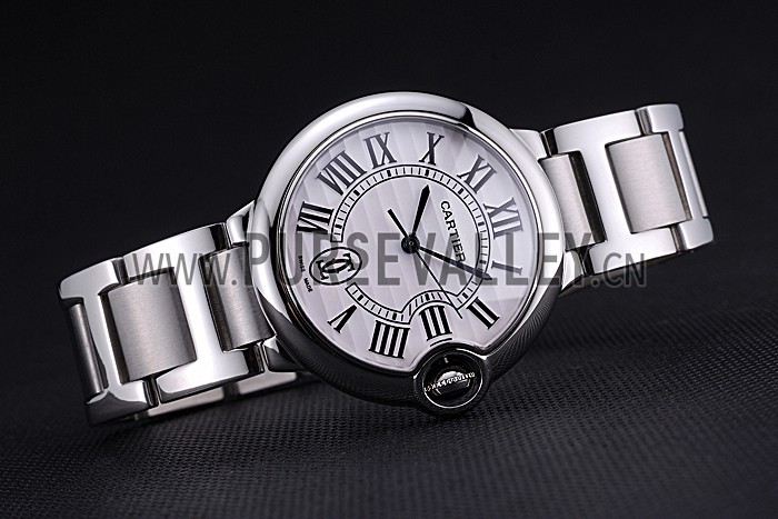 Swiss Cartier Ballon Bleu de Cartier White Dial Roman Numerals Stainless Steel Bracelet 622555