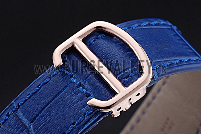 Swiss Cartier Ronde Solo Gold Case Blue Dial Roman Numerals 622203