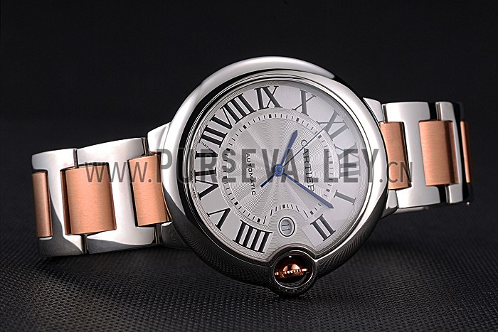 Swiss Cartier Ballon Bleu 42mm Silver Dial Stainless Steel Case Two Tone Rose Gold Bracelet 622875