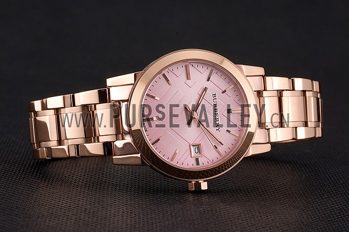 Burberry The City Pink Dial Rose Gold Case And Bracelet