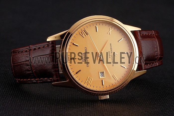Vacheron Constantin Patrimony Chronometre Royal Gold Dial Gold Case Brown Leather Strap