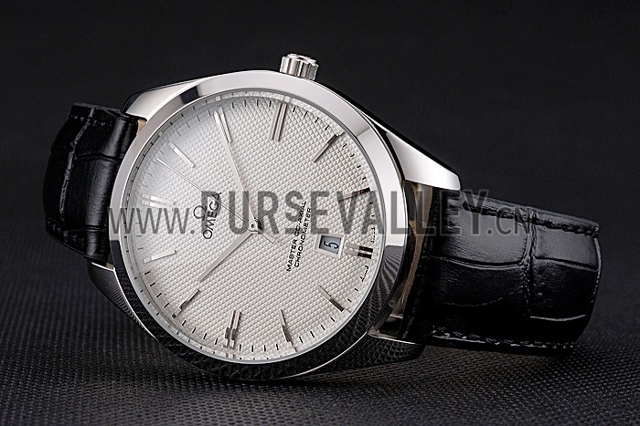 Omega Tresor Master Co-Axial White Dial Stainless Steel Case Black Leather Strap