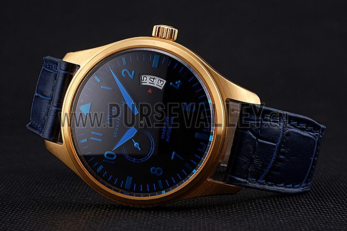 IWC Mark XVll Blue Dial Gold Stainless Steel Case Blue Leather Strap