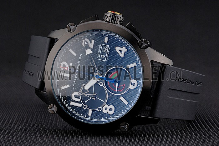 Porsche Design Indicator Black Dial Black PVD Case Black Rubber Strap