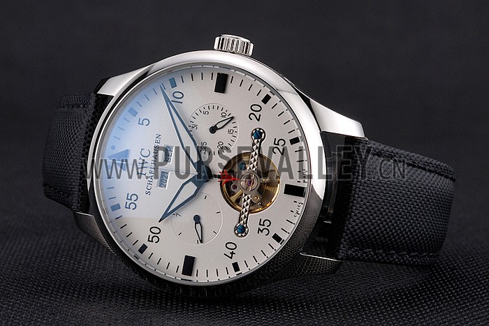 IWC Pilot Tourbillon White Dial Stainless Steel Case Black Textile Strap