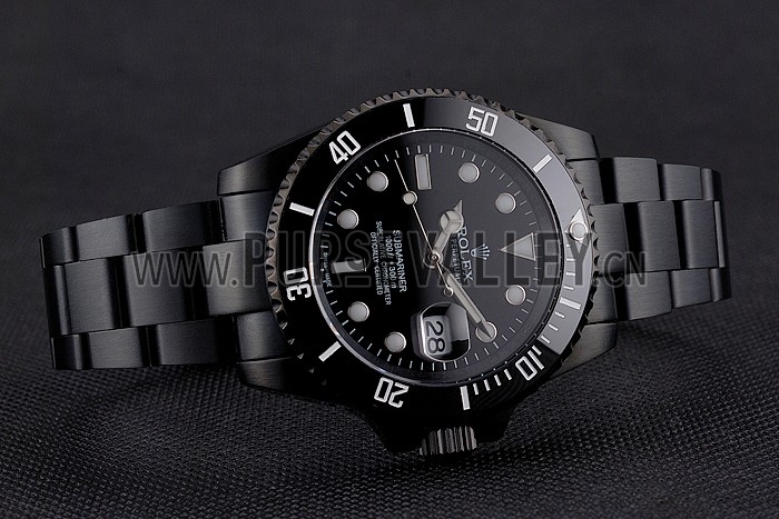 Swiss Rolex Submariner Date Black Dial And Bezel Black PVD Case And Bracelet