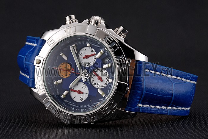 Breitling Chronomat Frecce Tricolori Blue Dial Stainless Steel Case Blue Leather Strap