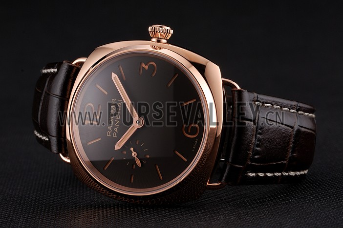 Swiss Panerai Radiomir Oro Rosso Brown Dial Rose Gold Case Brown Leather Strap