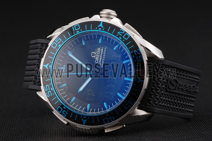 Omega Speedmaster Skywalker X-33 Black Dial Blue On Black Bezel Stainless Steel Black Rubber Strap